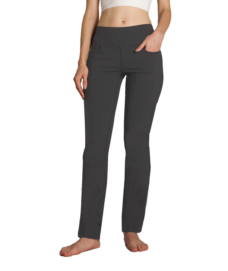 Safort Women's Yoga Pants Straight Leg Yoga Dress Pants 28"/30"/32"/34" Long Tall Inseam Stretch Slacks with Pocket for Workout 34'', Grey, XXL - Image 1